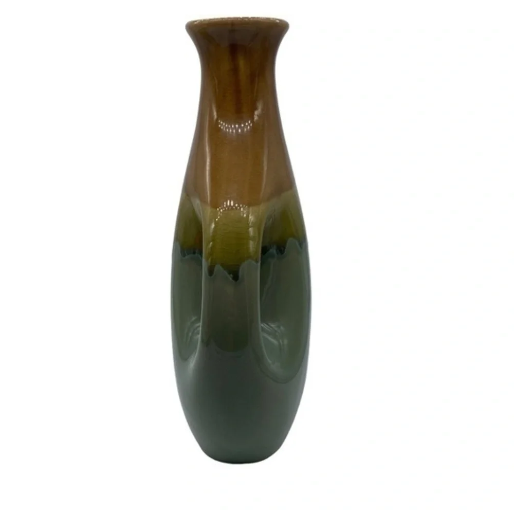 Vintage Pottery Glazed Vase Crackle Design